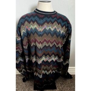 Vintage Boulevard Sweater Men's Size 2XLT Multicolor Pullover Long Sleeve Block